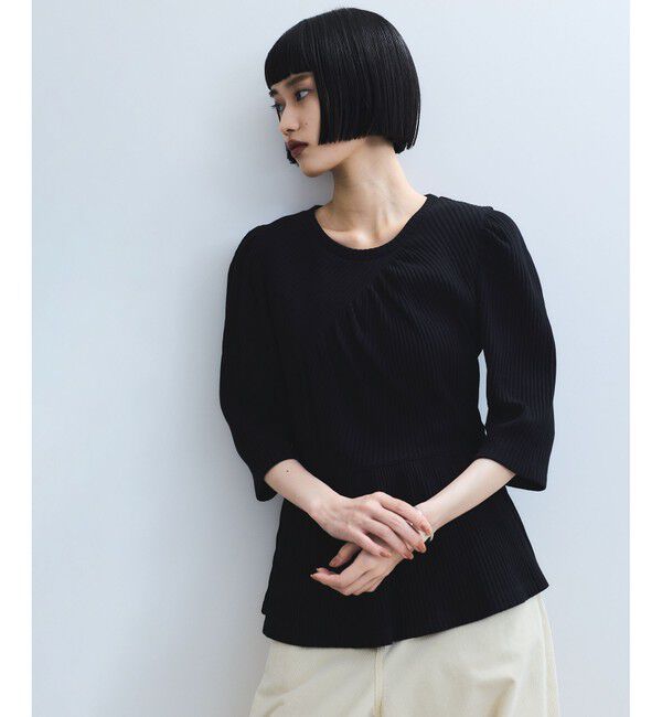 ADAM ET ROPE'「【WEB限定】ハーフスリーブペプラムカットソー」|Tシャツ・カットソー|