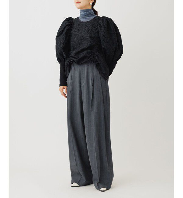 ADAM ET ROPE'「ジャガードコンビギャザートップス」|Tシャツ・カットソー|