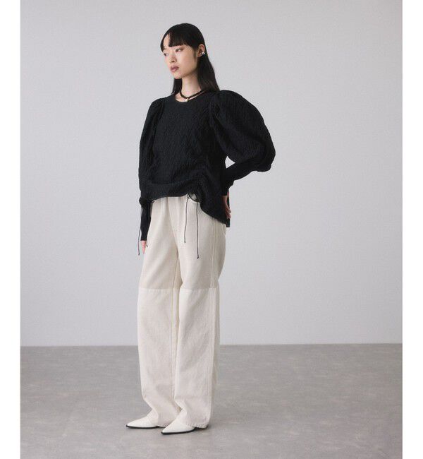 ADAM ET ROPE'「ジャガードコンビギャザートップス」|Tシャツ・カットソー|