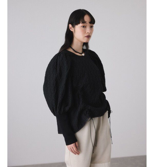 ADAM ET ROPE'「ジャガードコンビギャザートップス」|Tシャツ・カットソー|