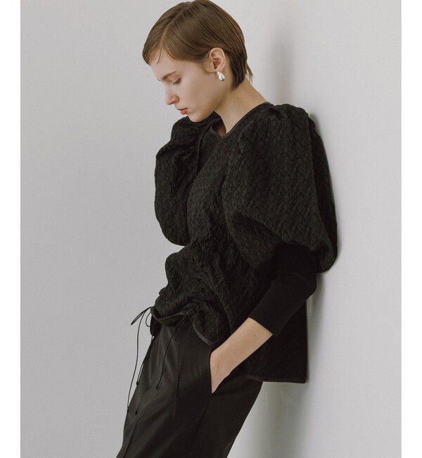 ADAM ET ROPE'「ジャガードコンビギャザートップス」|Tシャツ・カットソー|