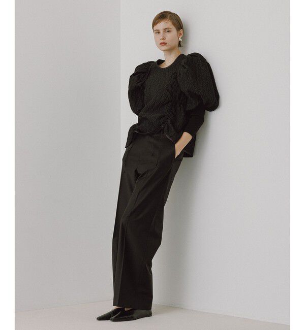 ADAM ET ROPE'「ジャガードコンビギャザートップス」|Tシャツ・カットソー|