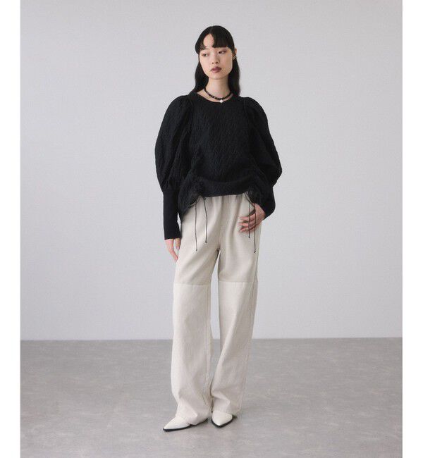 ADAM ET ROPE'「ジャガードコンビギャザートップス」|Tシャツ・カットソー|