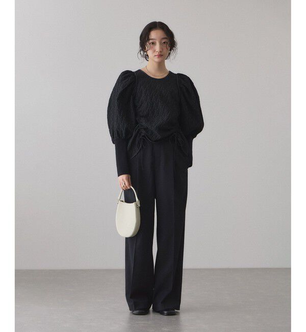 ADAM ET ROPE'「ジャガードコンビギャザートップス」|Tシャツ・カットソー|