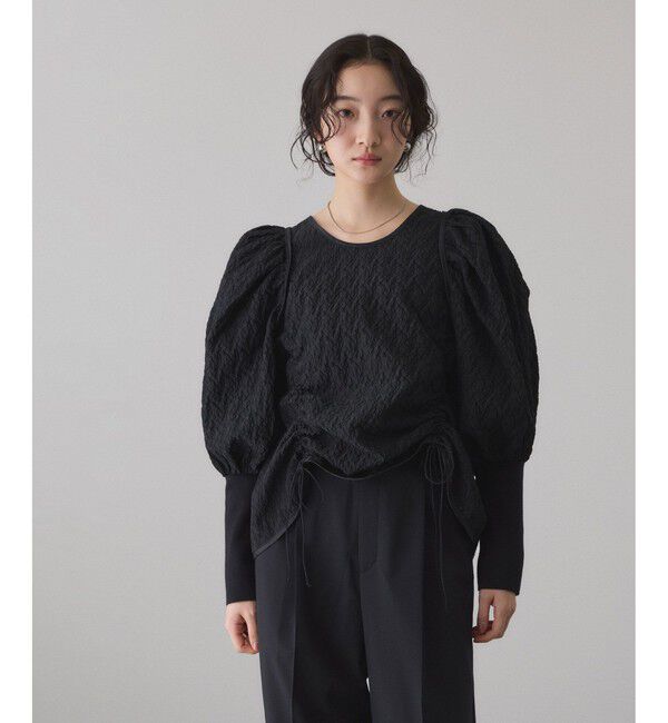 ADAM ET ROPE'「ジャガードコンビギャザートップス」|Tシャツ・カットソー|