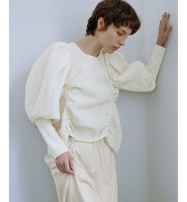 ADAM ET ROPE'「ジャガードコンビギャザートップス」|Tシャツ・カットソー|