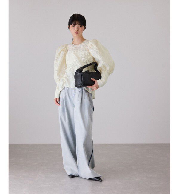 ADAM ET ROPE'「ジャガードコンビギャザートップス」|Tシャツ・カットソー|