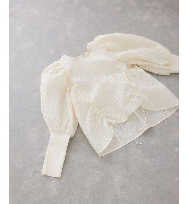 ADAM ET ROPE'「ジャガードコンビギャザートップス」|Tシャツ・カットソー|