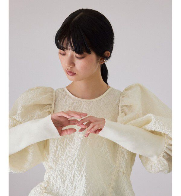 ADAM ET ROPE'「ジャガードコンビギャザートップス」|Tシャツ・カットソー|