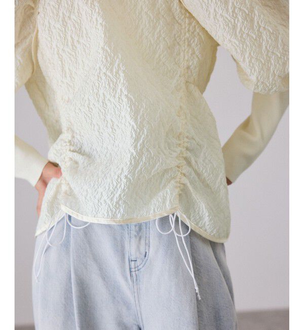 ADAM ET ROPE'「ジャガードコンビギャザートップス」|Tシャツ・カットソー|