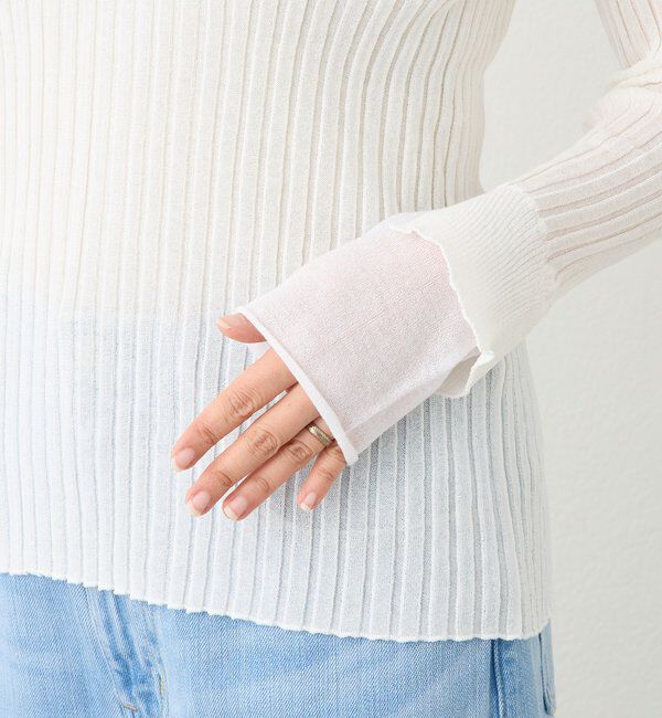  「【レイヤード風の袖口】シアーカフスリブニット」|ニット・セーター|