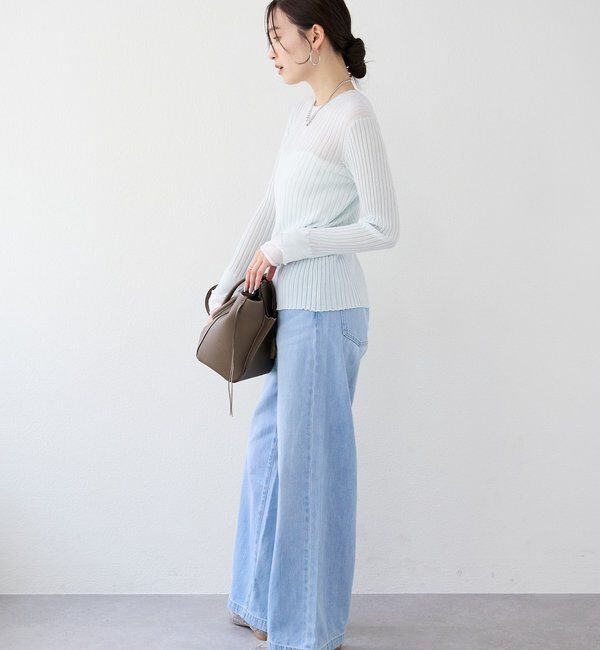  「【レイヤード風の袖口】シアーカフスリブニット」|ニット・セーター|