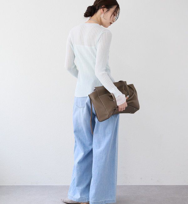  「【レイヤード風の袖口】シアーカフスリブニット」|ニット・セーター|