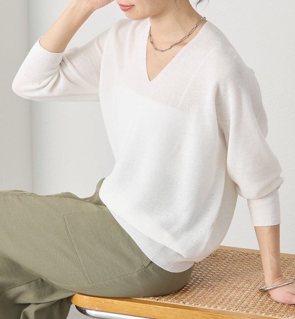  「予約【軽くしなやかな着心地】ライトギマバックボリュームニット」|ニット・セーター|オフホワイト