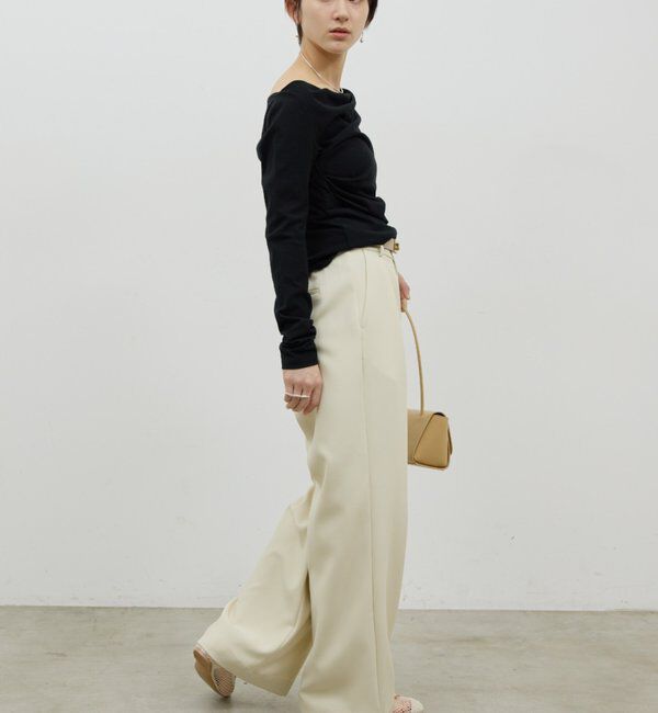  「【美シルエット】【手洗い可】タックワイドパンツ２」|チノ|