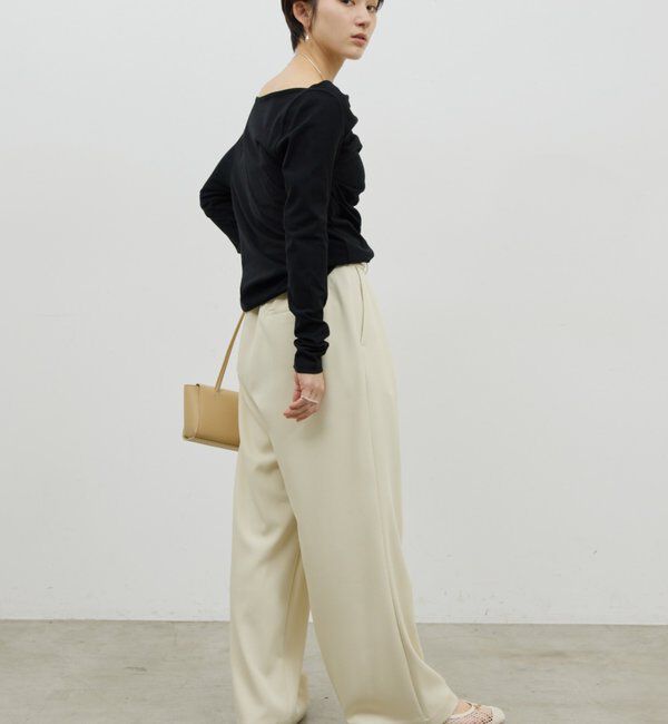  「【美シルエット】【手洗い可】タックワイドパンツ２」|チノ|