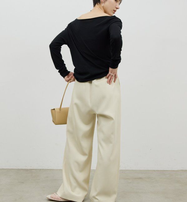  「【美シルエット】【手洗い可】タックワイドパンツ２」|チノ|