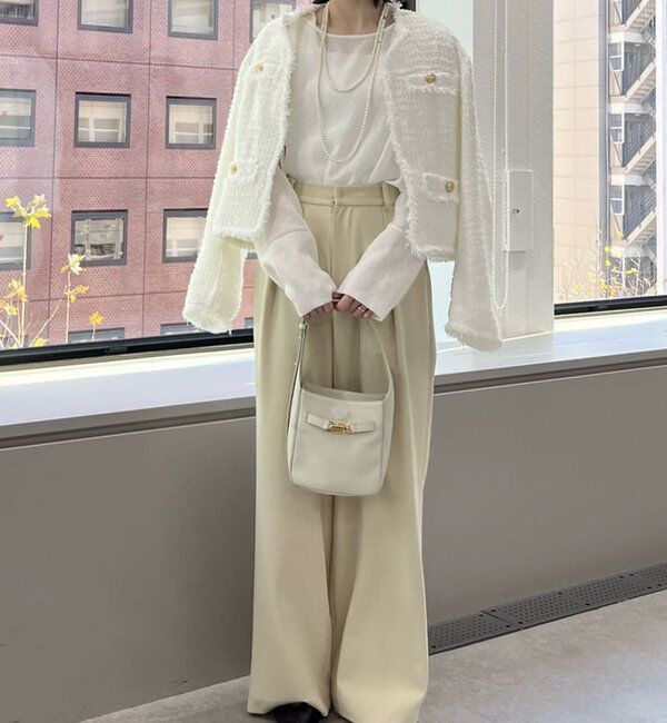  「【美シルエット】【手洗い可】タックワイドパンツ２」|チノ|