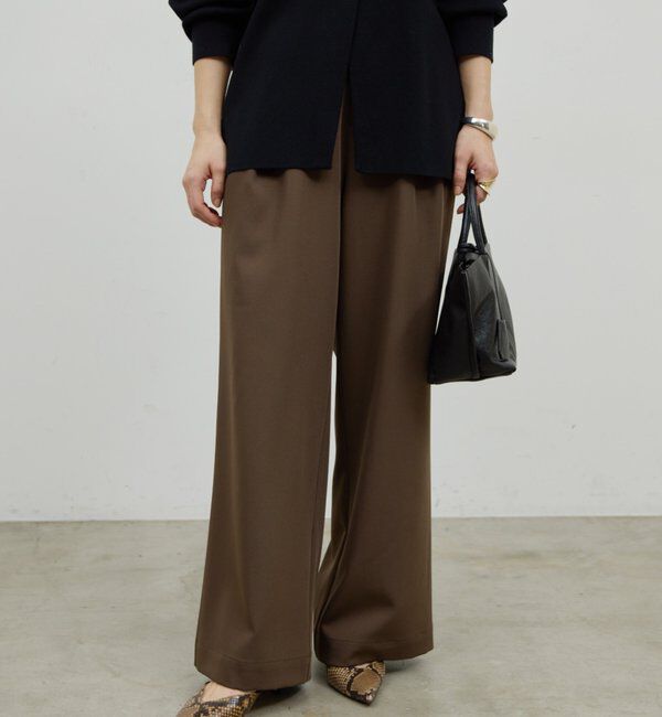  「【美シルエット】【手洗い可】タックワイドパンツ２」|チノ|トープ