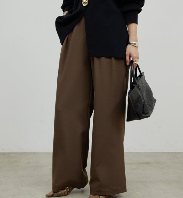 「【美シルエット】【手洗い可】タックワイドパンツ２」|チノ|