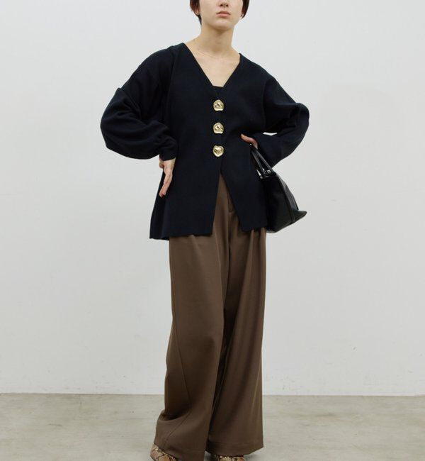  「【美シルエット】【手洗い可】タックワイドパンツ２」|チノ|