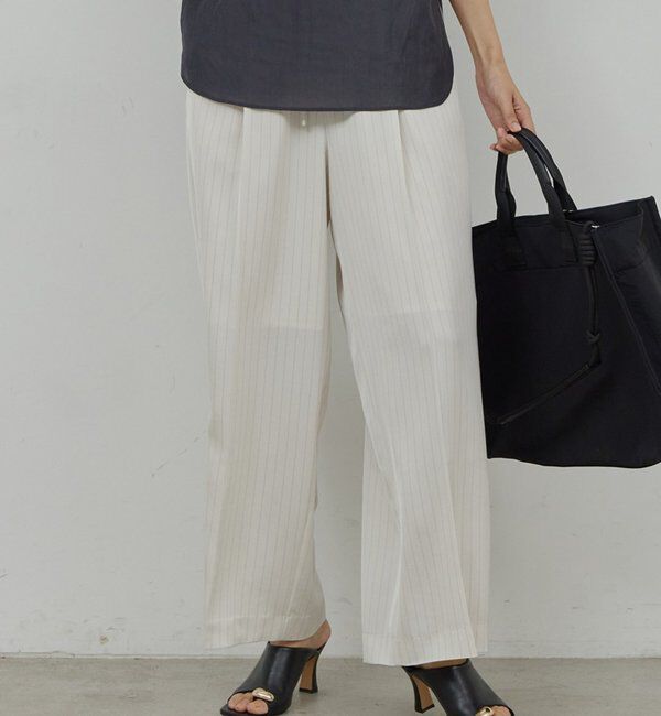  「【手洗い可】ストライプイージーパンツ」|チノ|