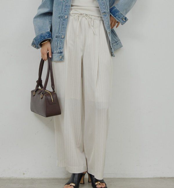  「【手洗い可】ストライプイージーパンツ」|チノ|