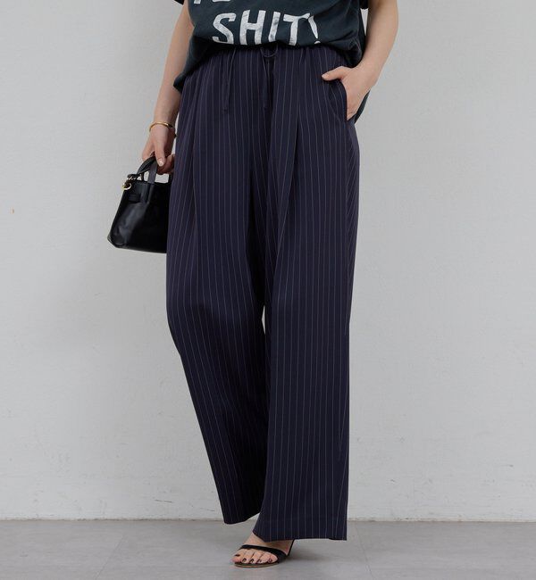  「【手洗い可】ストライプイージーパンツ」|チノ|