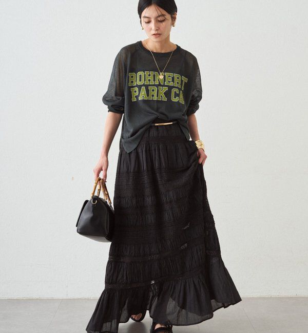  「シアーカレッジロゴプリントニット」|ニット・セーター|