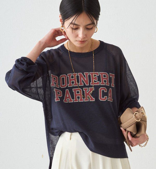  「シアーカレッジロゴプリントニット」|ニット・セーター|