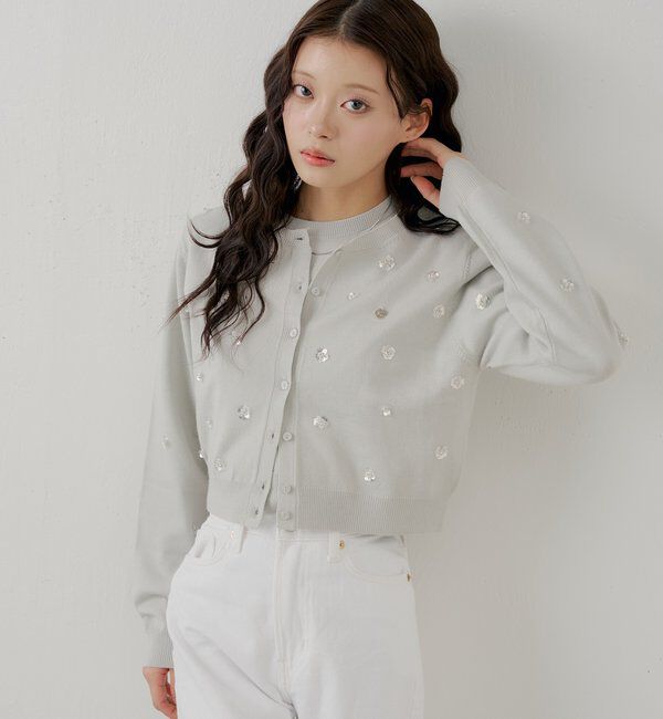  「【SALON by Chico】フラワービーズアンサンブルカーディガンセット」|カーディガン|