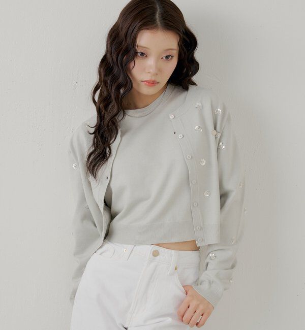  「【SALON by Chico】フラワービーズアンサンブルカーディガンセット」|カーディガン|