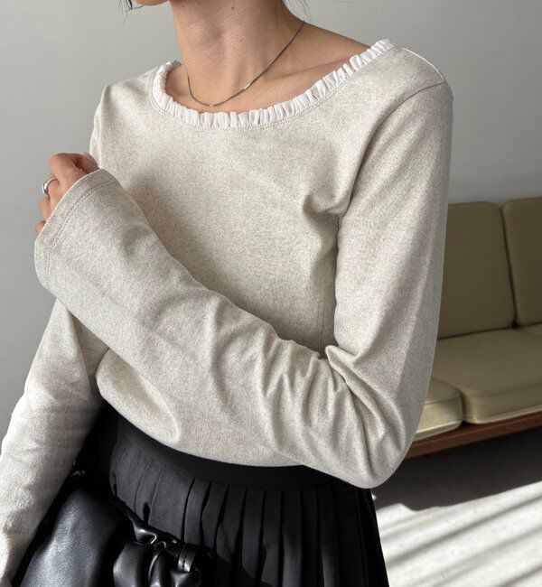  「〈C.L〉フリル襟ボートネックTシャツ」|Tシャツ・カットソー|ベージュその他1