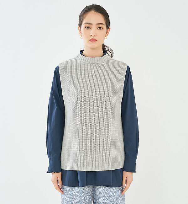 collex「バックレースアップ畔編みベスト」|ベスト・ジレ|