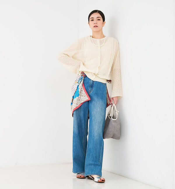 collex「リネンタッチ透かし柄カーディガン」|カーディガン|