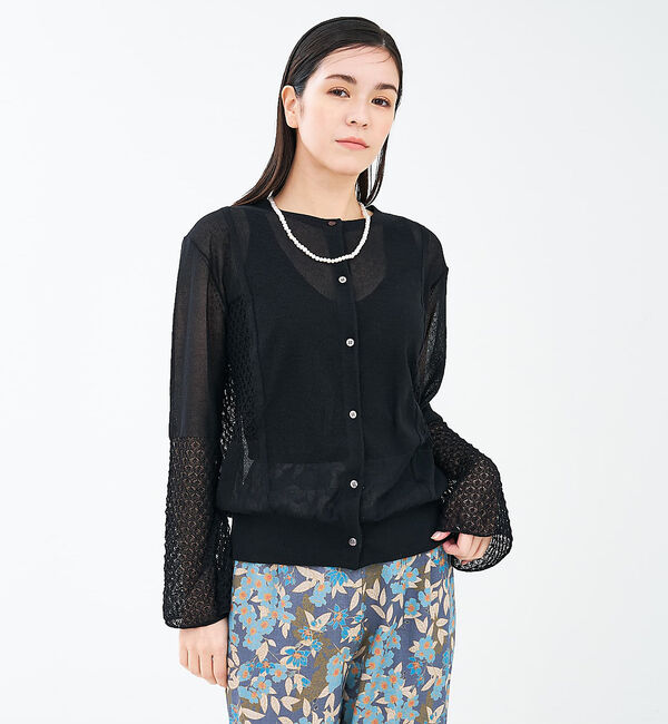 collex「リネンタッチ透かし柄カーディガン」|カーディガン|