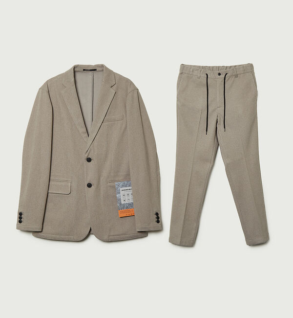 ABAHOUSE「【秋冬生地/上下2点SET】ヘリンボーン柄 ニット セットアップ/スーツ」|スーツ|グレージュ