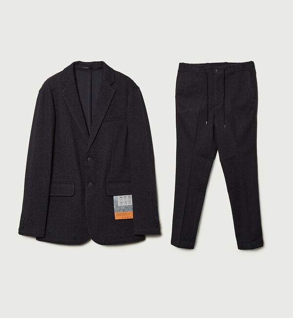 ABAHOUSE「【秋冬生地/上下2点SET】ヘリンボーン柄 ニット セットアップ/スーツ」|スーツ|ネイビー