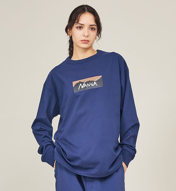 ABAHOUSE「【NANGA/ナンガ】ECO HYBRID BOX LOGO LS/ボックスロゴ」|Tシャツ・カットソー|ネイビー