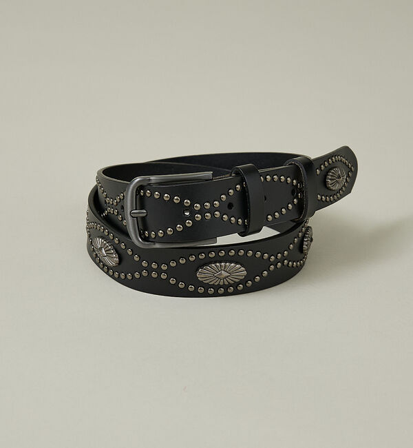 ABAHOUSE「Concho Studded Belt / コンチョ スタッズ ベルト/ヴィンテ」|ベルト|ブラック