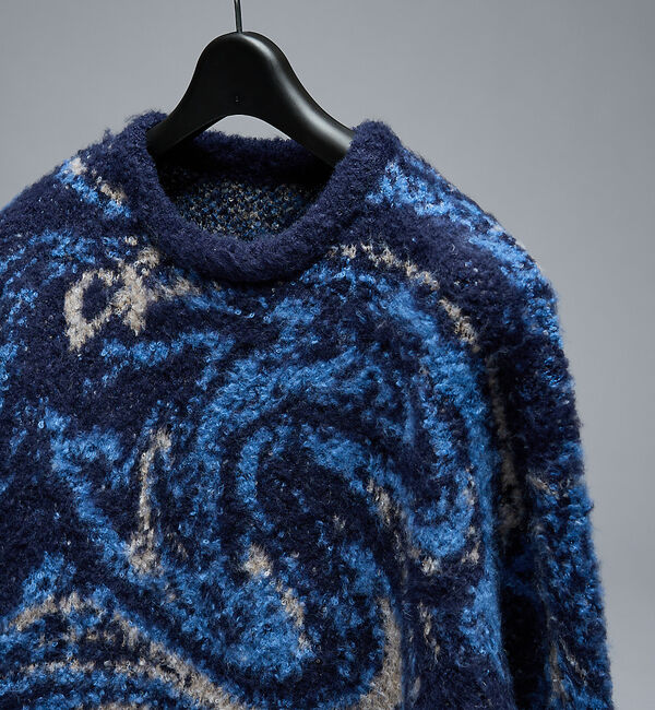 ABAHOUSE「ループシャギー マーブル グラデーションニット」|ニット・セーター|ネイビー