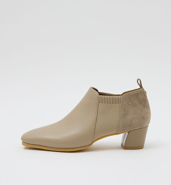 AU BANNISTER「サイドニットブーティー」|ショートブーツ|ライトベージュ