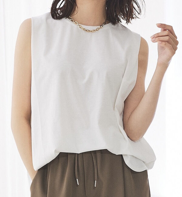 abahouse mavie「タックロングタンク」|Tシャツ・カットソー|ホワイト