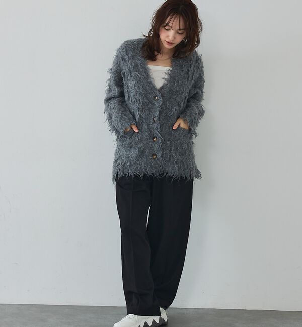 abahouse mavie「【スタッフ人気No1】シャギー起毛カーディガン/ニット/軽量/ガーリー/ふわふわ」|カーディガン|