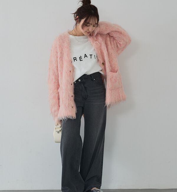 abahouse mavie「【スタッフ人気No1】シャギー起毛カーディガン/ニット/軽量/ガーリー/ふわふわ」|カーディガン|