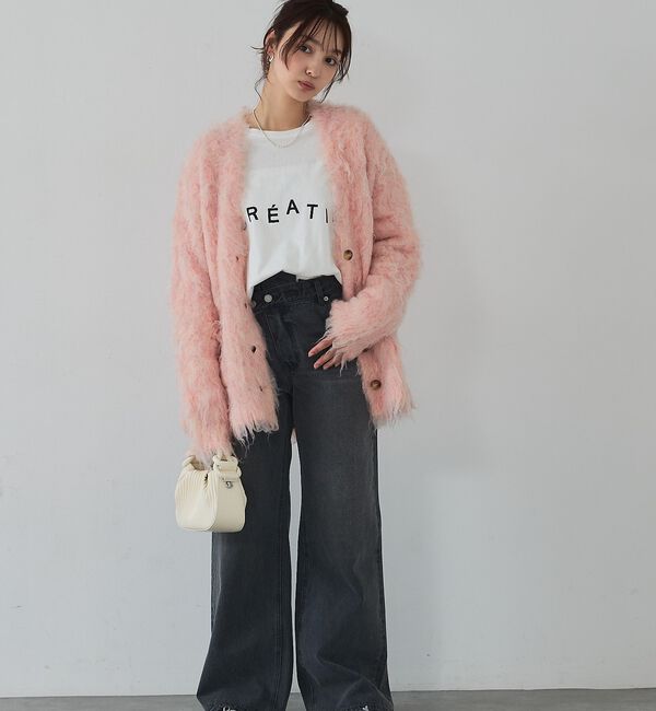 abahouse mavie「【スタッフ人気No1】シャギー起毛カーディガン/ニット/軽量/ガーリー/ふわふわ」|カーディガン|