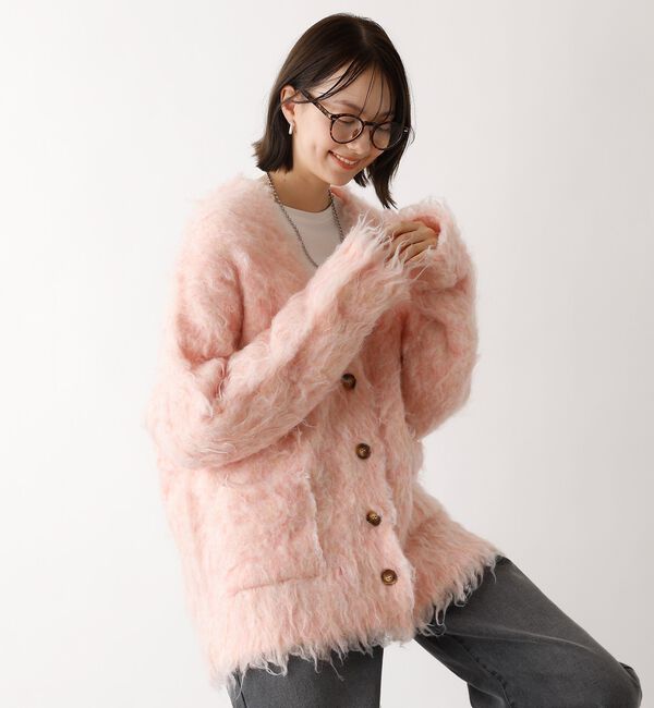 abahouse mavie「【スタッフ人気No1】シャギー起毛カーディガン/ニット/軽量/ガーリー/ふわふわ」|カーディガン|