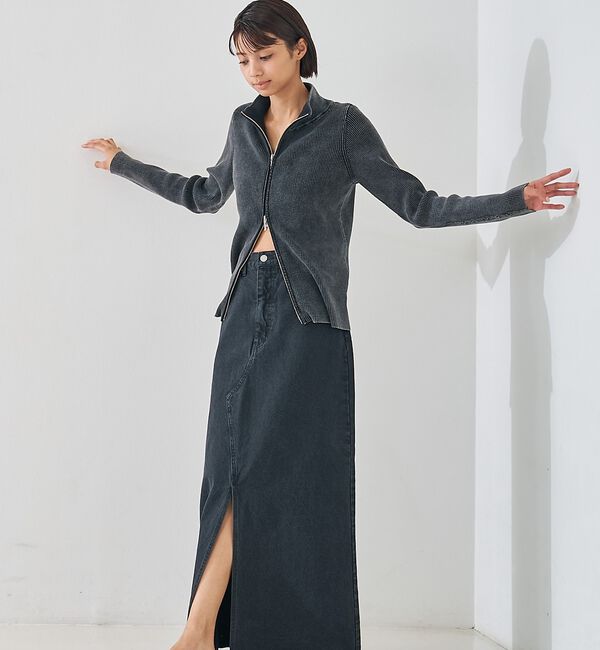 abahouse mavie「【前後スリット】Aラインデニムロングスカート/ハイウエスト/スタイルアップ/春服」|スカート|