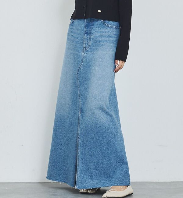 abahouse mavie「【前後スリット】Aラインデニムロングスカート/ハイウエスト/スタイルアップ/春服」|スカート|サックスブルー