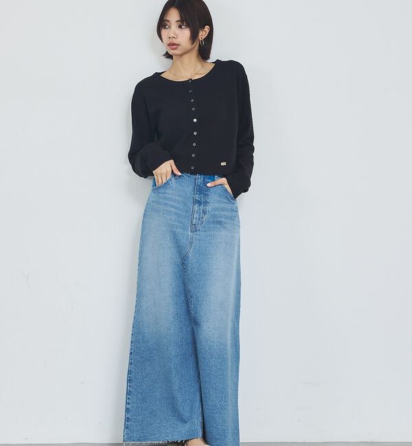 abahouse mavie「【前後スリット】Aラインデニムロングスカート/ハイウエスト/スタイルアップ/春服」|スカート|